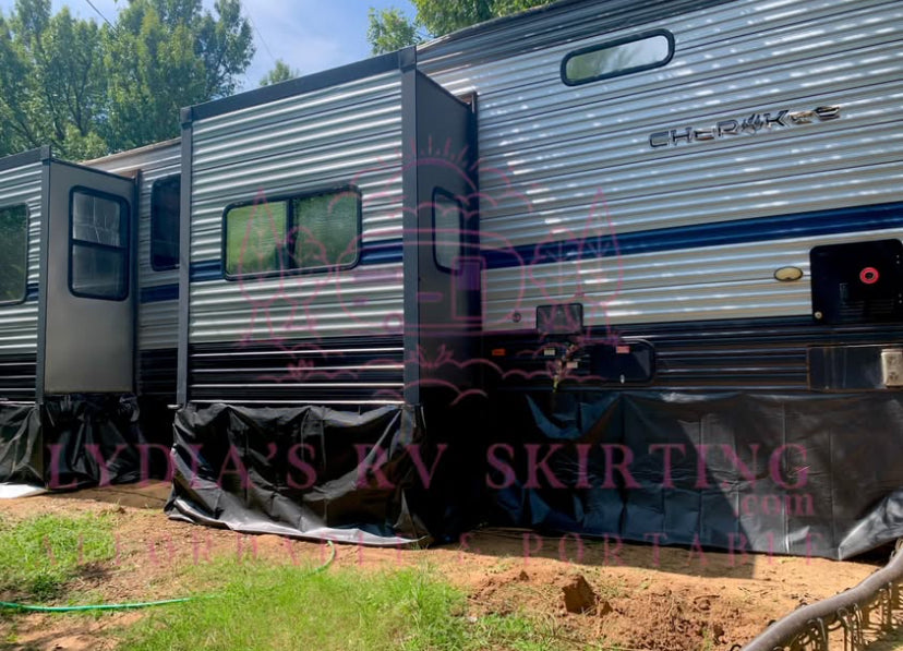 Two-Piece RV Skirting Set Measuring 38-inch x 96-foot